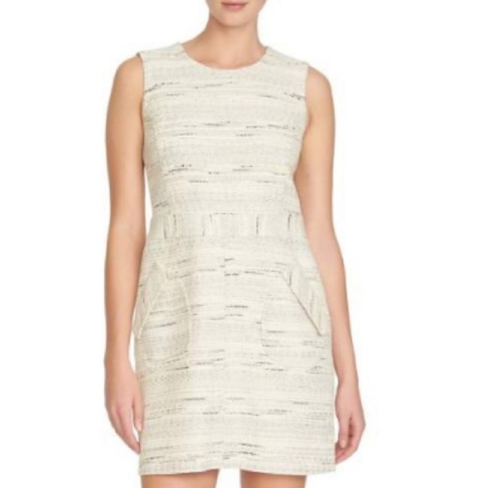 CeCe By Cynthia Steffe | Short Sleeve Sheath Cream Tweed Dress Size 4